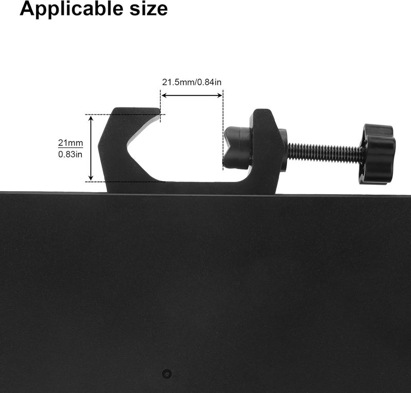 RTNLIT Microphone Stand Tray, Clamp On Firm Rack Tray Holder with 4.5 Pound Weight Capacity Adjustable Mic Stand Shelf for Live Streaming, Stage, Music Sheet, Karaoke, Recording, Podcast (7.9" × 5.5") - Image 2
